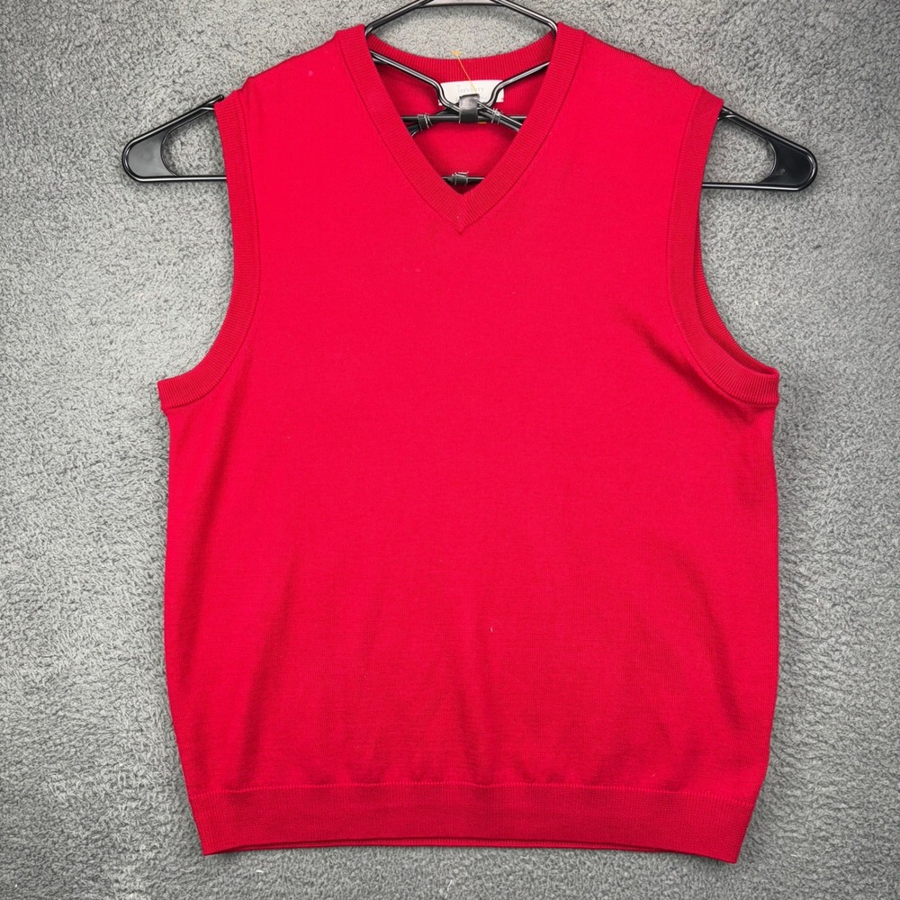Turnbury Mens Red 100% Extra Fine‎ Merino Wool V-Neck Sweater Vest Size L